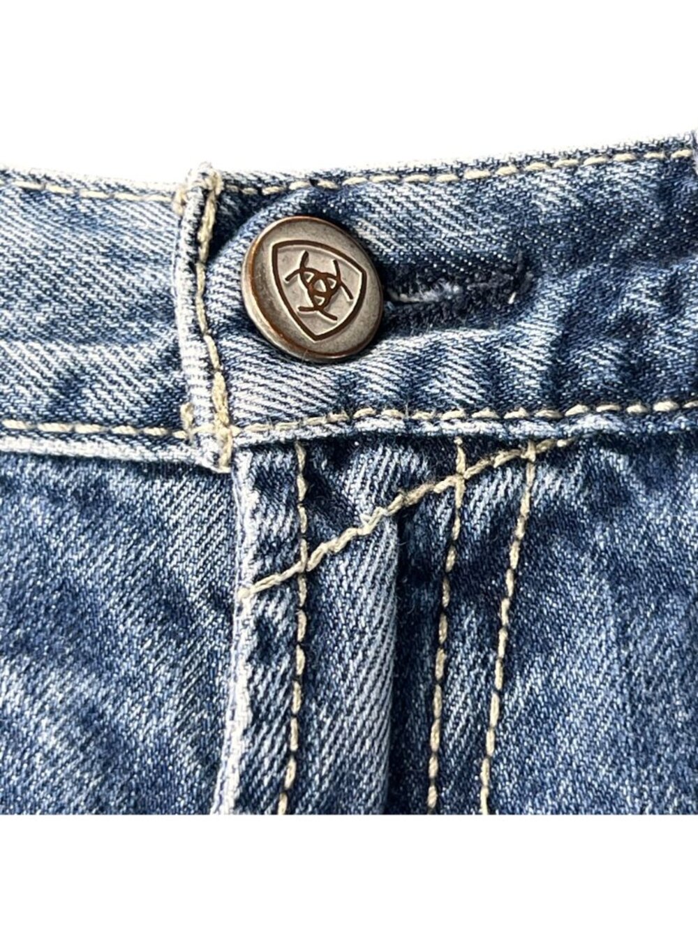 Ariat Mens Distressed Straight Denim Jeans 30/34 Stitching Embroidered Western - Picture 5 of 16